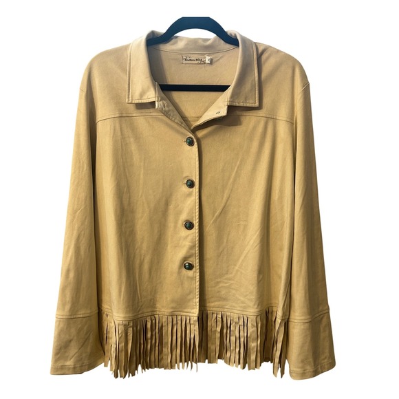 Southern Stitch Jackets & Blazers - Southern Stitch Suede Fringe Jacket Western Boho Style XL Button Front‎